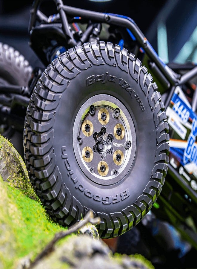 RCAWD طقم عجلات RCAWD Cyberwheelz 2.2 Beadlock مكون من قطعتين، مزود بأثقال موازنة قابلة للفصل، مناسب لسيارات الزحف التي تعمل بالتحكم عن بعد بمقياس 1/10، لون فضي - Image 5